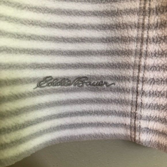 Eddie Bauer Quarter Zip Pullover Sweater Size M Gray White Striped - Picture 5 of 8
